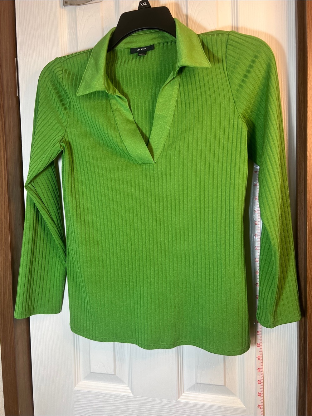 Alfani Bright Green Ribbed Long-Sleeve Polo